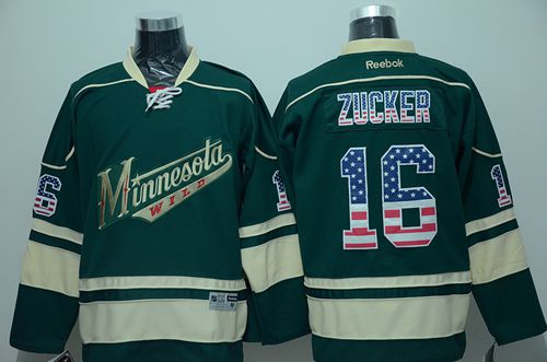 Men's Minnesota Wild Custom Green USA Flag Fashion Stitched Jersey